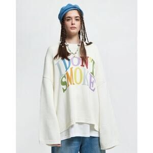 DONSMOKE Rainbow Logo "I Don't Smoke" Oversized Knitted Sweater, Size Large